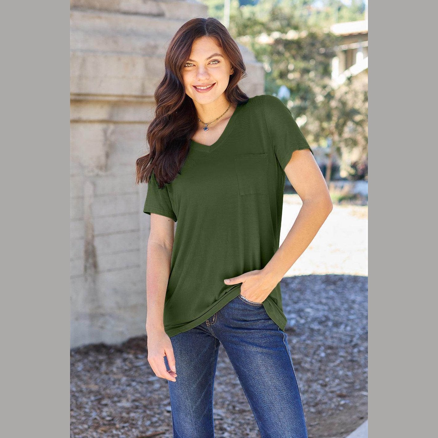 Basic Bae Full Size V-Neck Short Sleeve T-Shirt - VacationGrabs