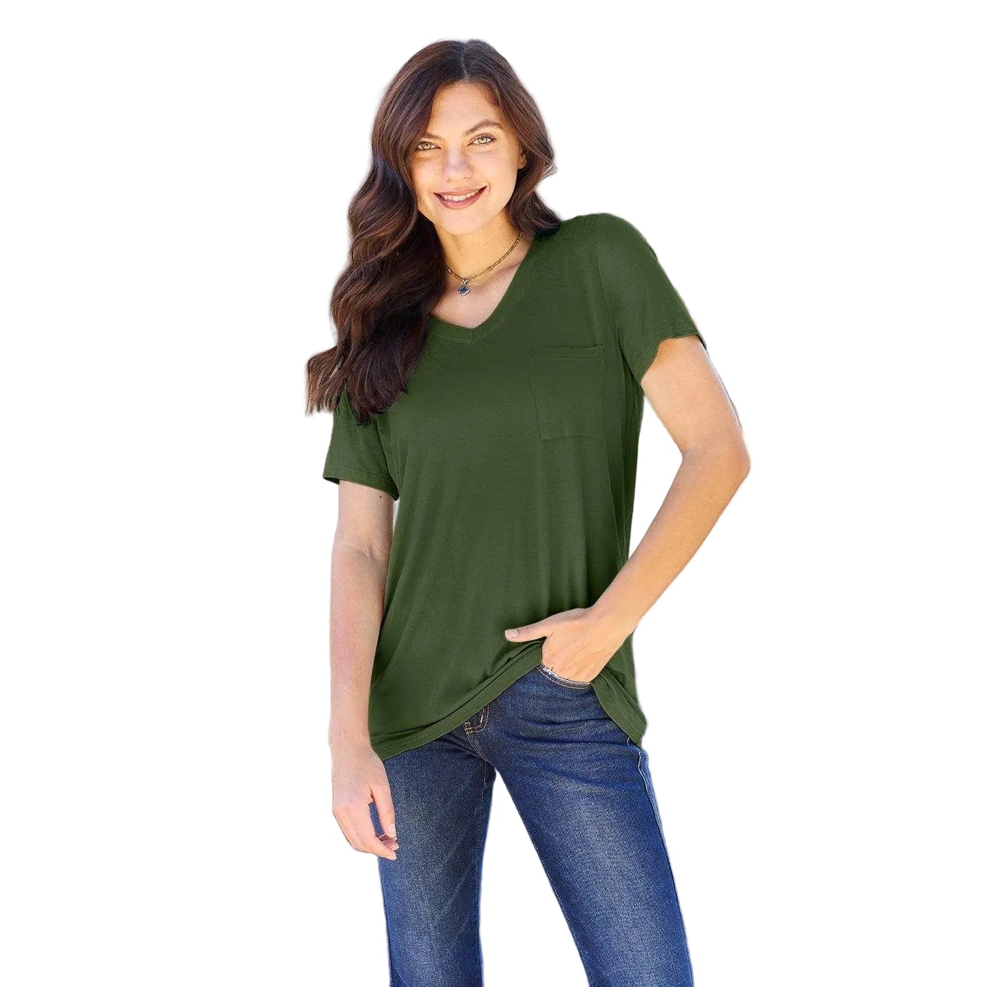 Basic Bae Full Size V-Neck Short Sleeve T-Shirt - VacationGrabs