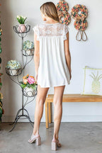 Heimish Full Size Round Neck Cap Sleeve Lace Top - VacationGrabs