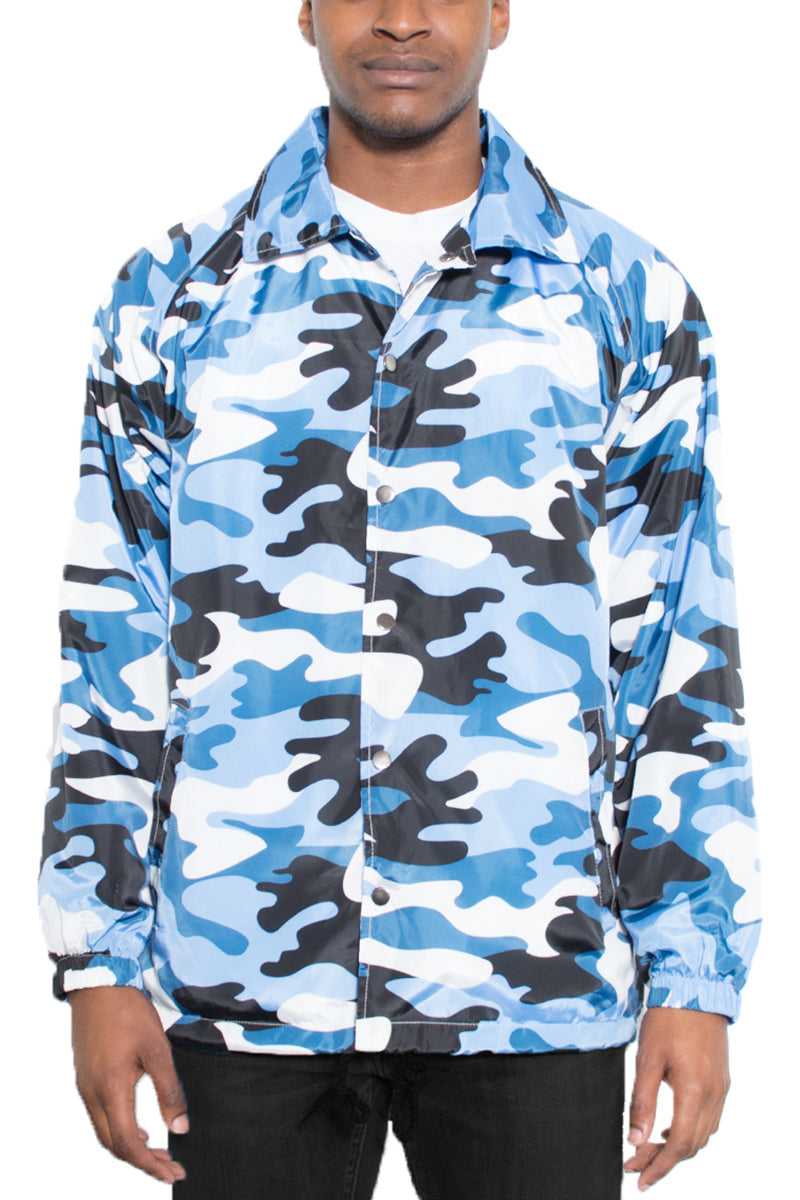 Camo Coach Jacket – Windbreaker with Drawstring Waist