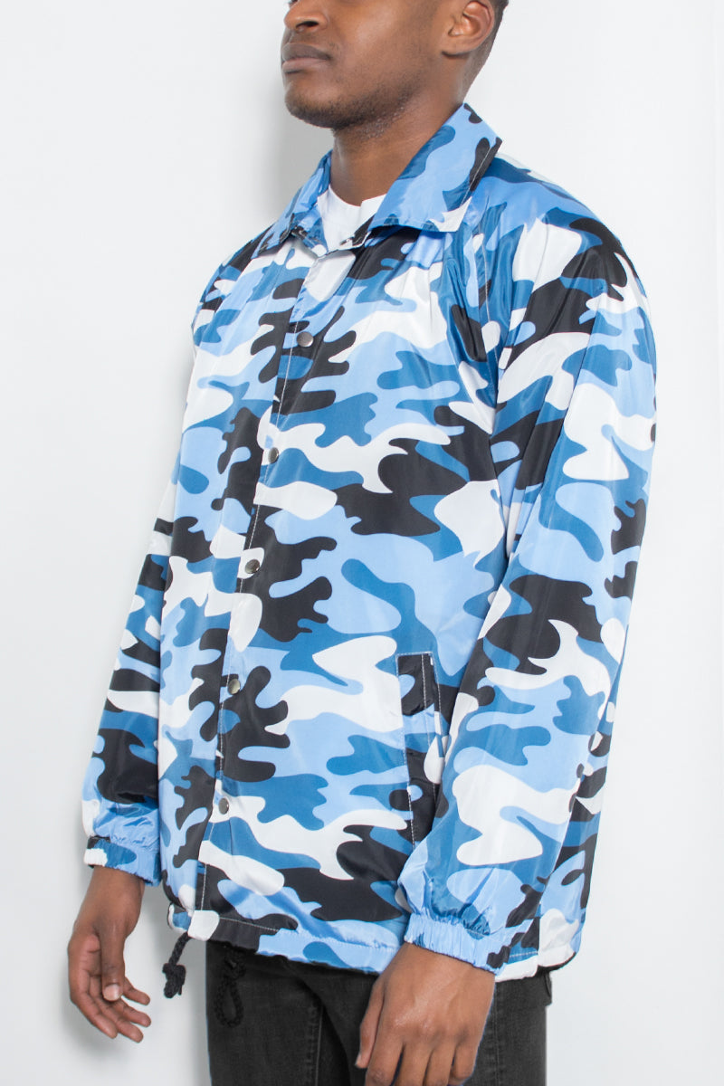 Camo Coach Jacket – Windbreaker with Drawstring Waist