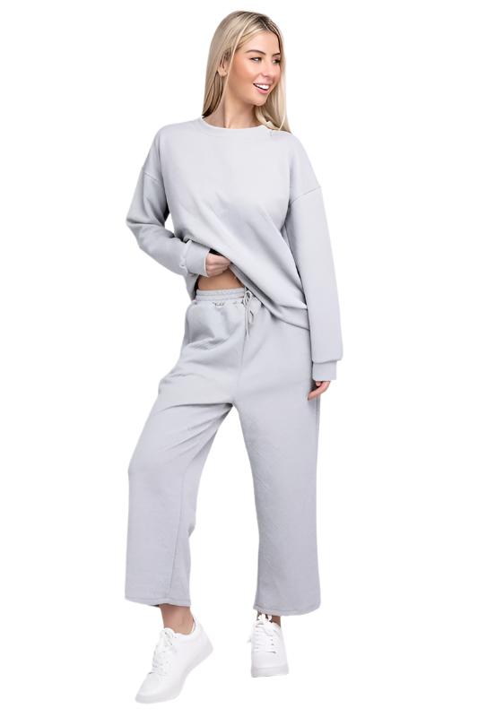 Women's Outfits & SetsTextured Fabric Top and Pants Casual Set - VacationGrabs