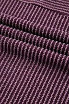 Solid Corded Knit Mock Neck T-Shirt