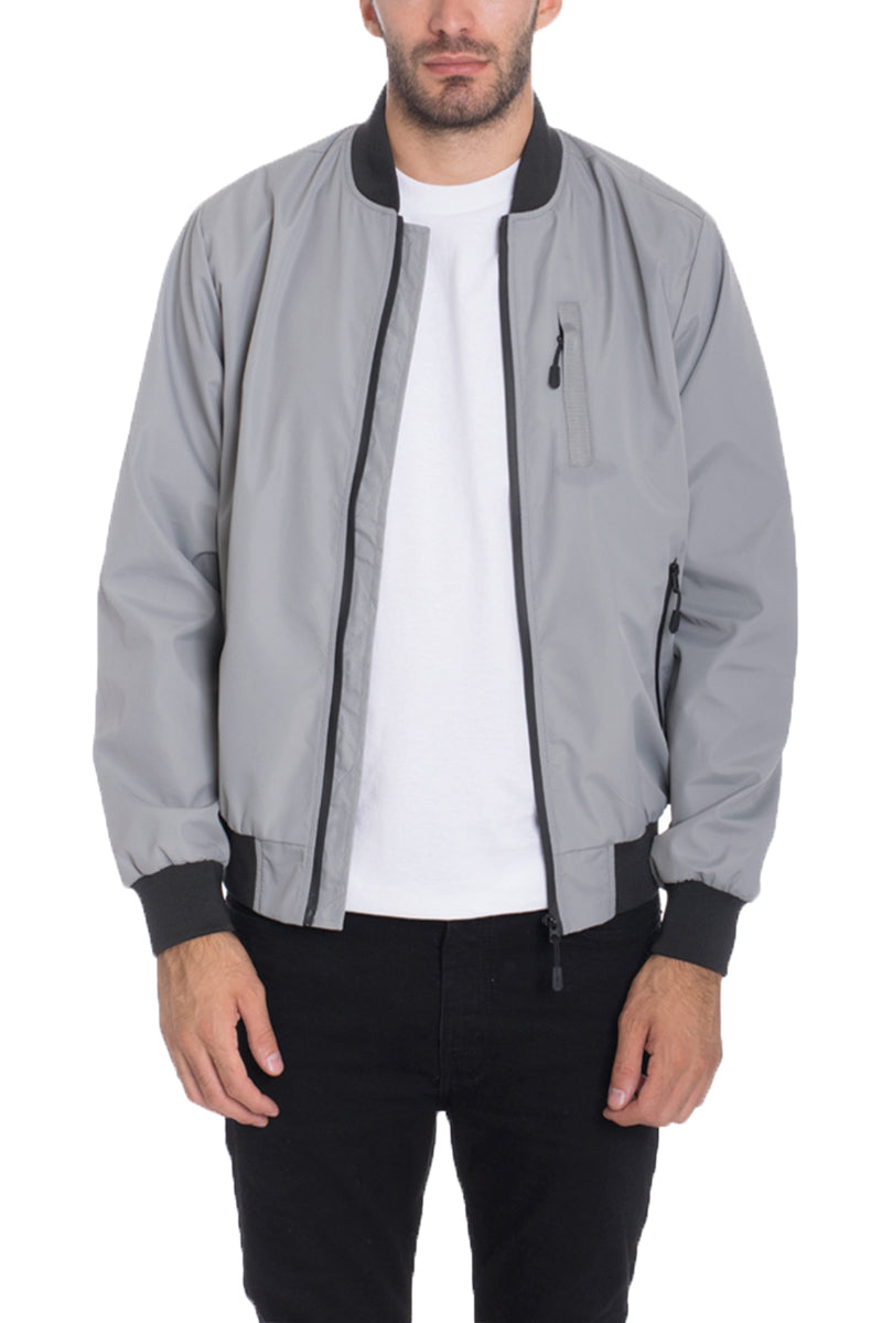 Dimple Bomber Jacket – Regular Fit with Zip Pockets