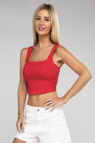 Women's Shirts - Cropped TopsCotton Square Neck Cropped Cami Top - VacationGrabs