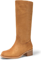 Women's Knee High Boots with Chunky Block Heel, Square Toe