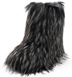 Women's Faux Fur Mid-Calf Snow Boots with Round Toe