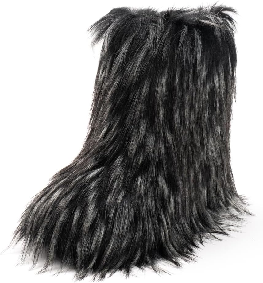 Women's Faux Fur Mid-Calf Snow Boots with Round Toe
