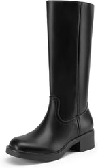Women's Knee High Block Heel Riding Boots, Square Toe