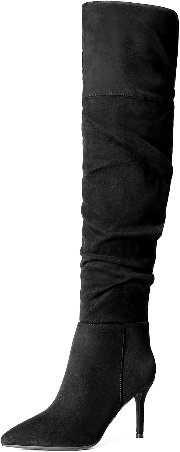 Women's Over-the-Knee Stiletto Boots with Inner Zip, 3" Heel