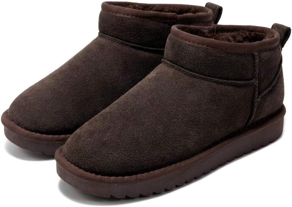 Women's Genuine Leather Ankle Boots with Faux Fur Lining