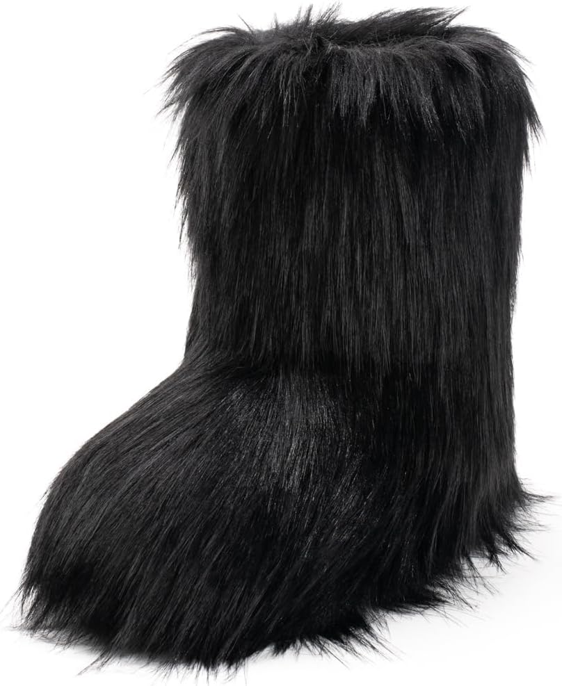 Women's Faux Fur Mid-Calf Snow Boots with Round Toe