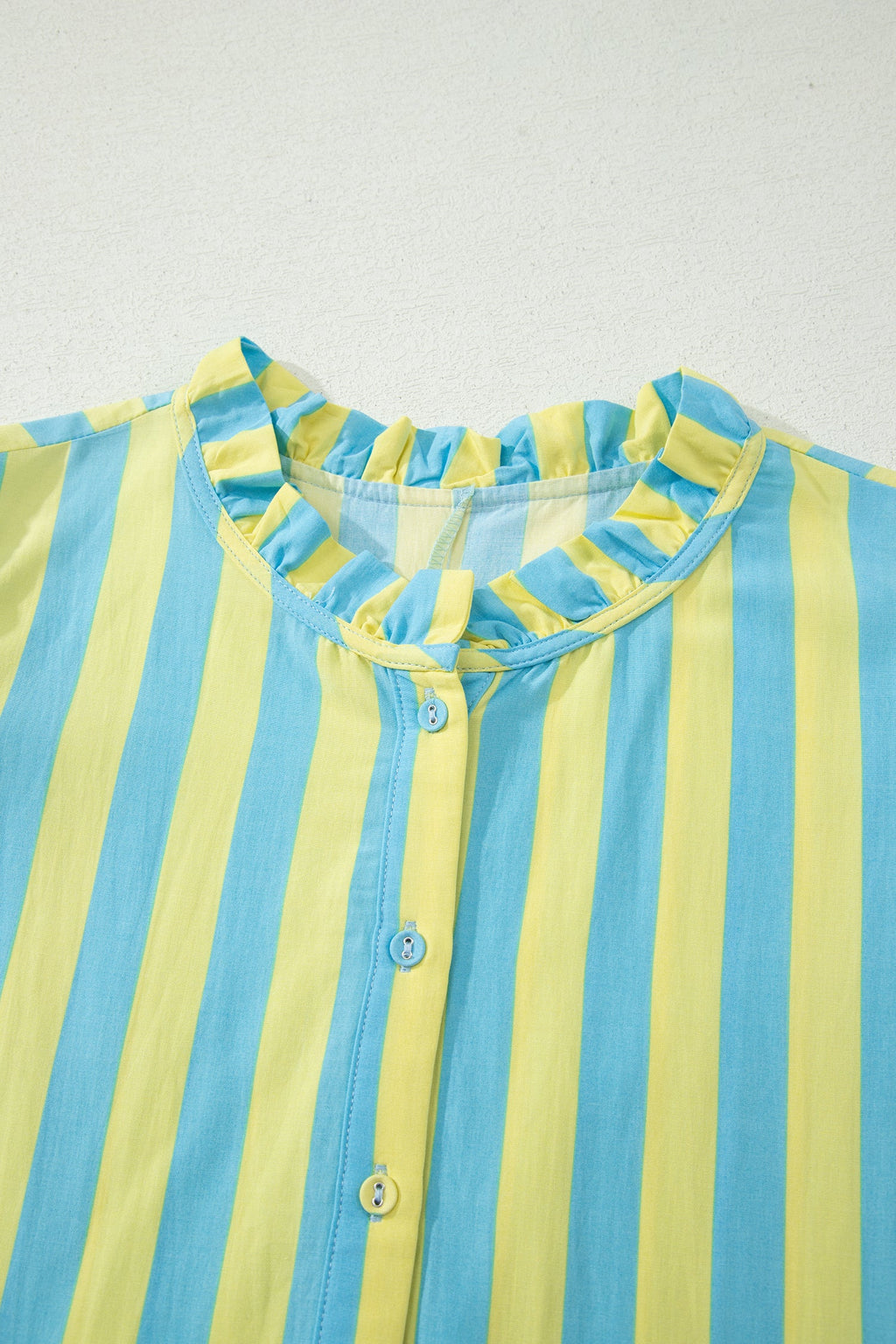 Stripe Half-Button Puff Sleeve Mini Dress