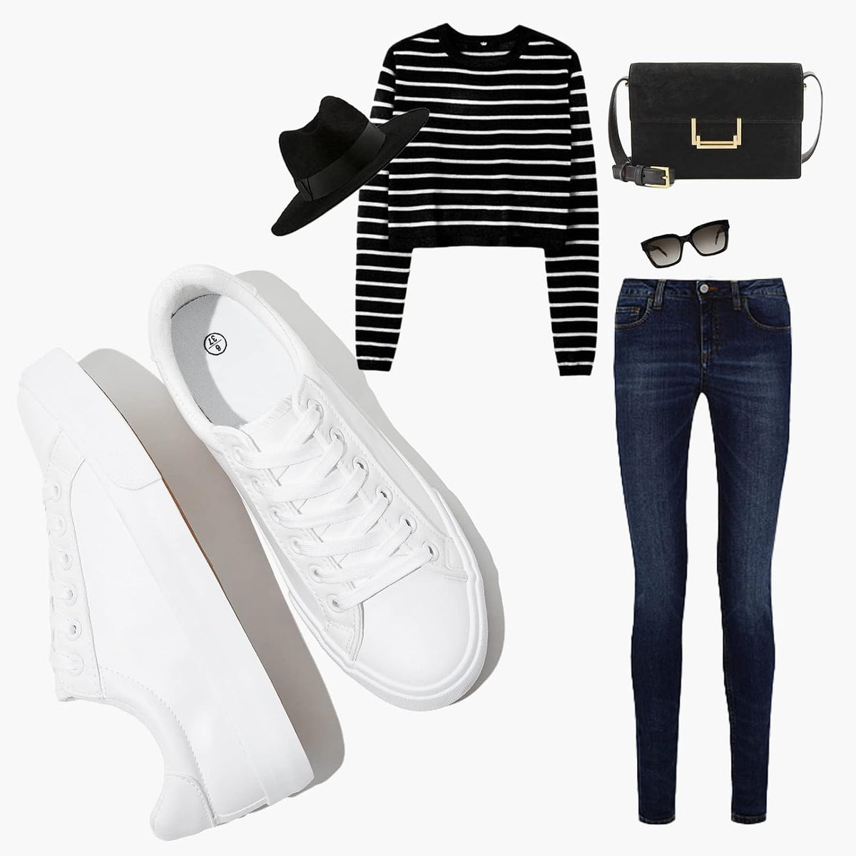 Women's White PU Leather Sneakers - Water-Resistant Casual