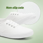 Women's White Canvas Low Top Lace-Up Sneakers for Travel