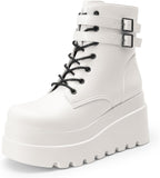 Women's Chunky Platform Lace-Up Ankle Boots, Side Zip