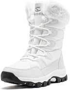 Women's Waterproof Mid-Calf Snow Boots with Faux Fur Collar