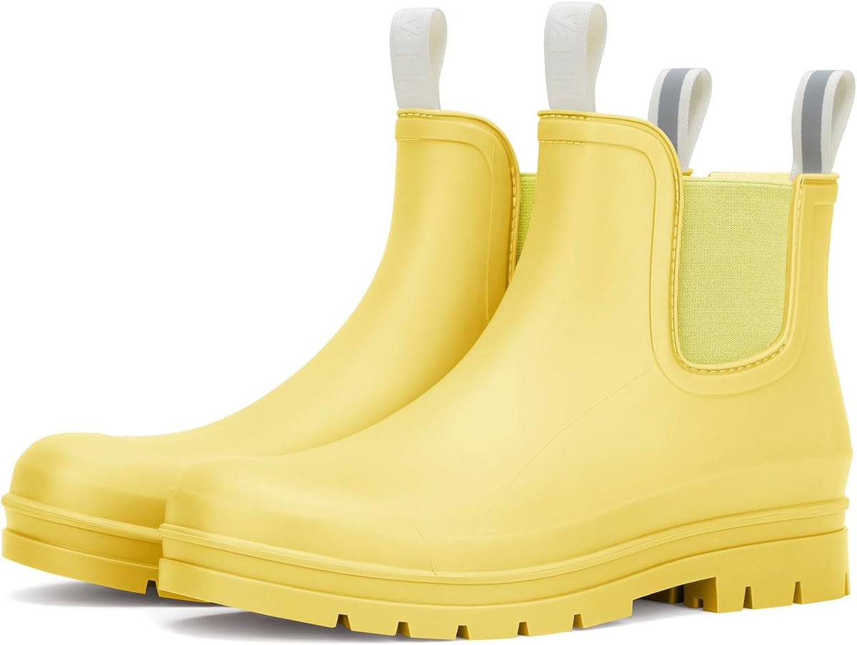 Women's Waterproof Chelsea Rain Boots, Short Ankle Style