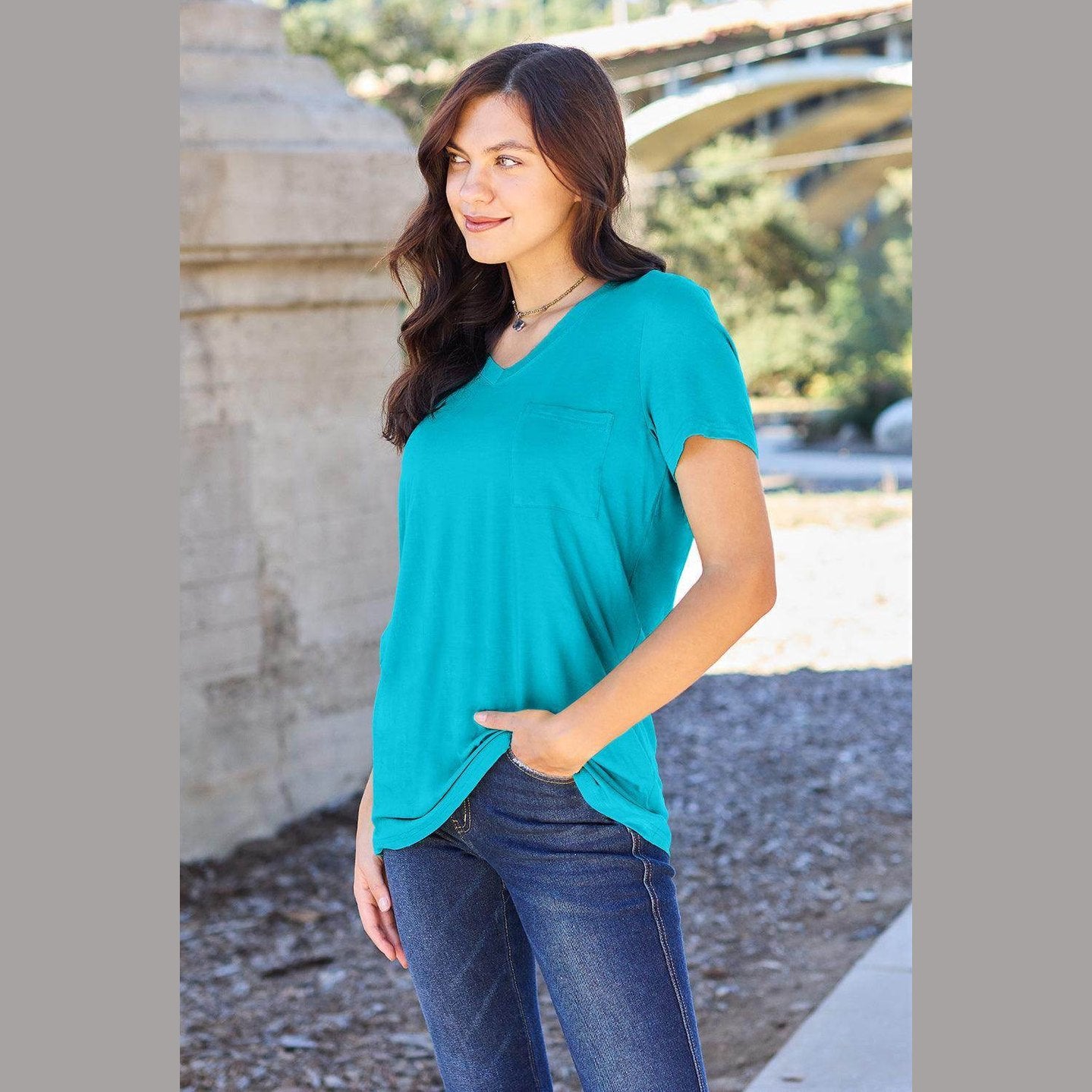 Basic Bae Full Size V-Neck Short Sleeve T-Shirt - VacationGrabs