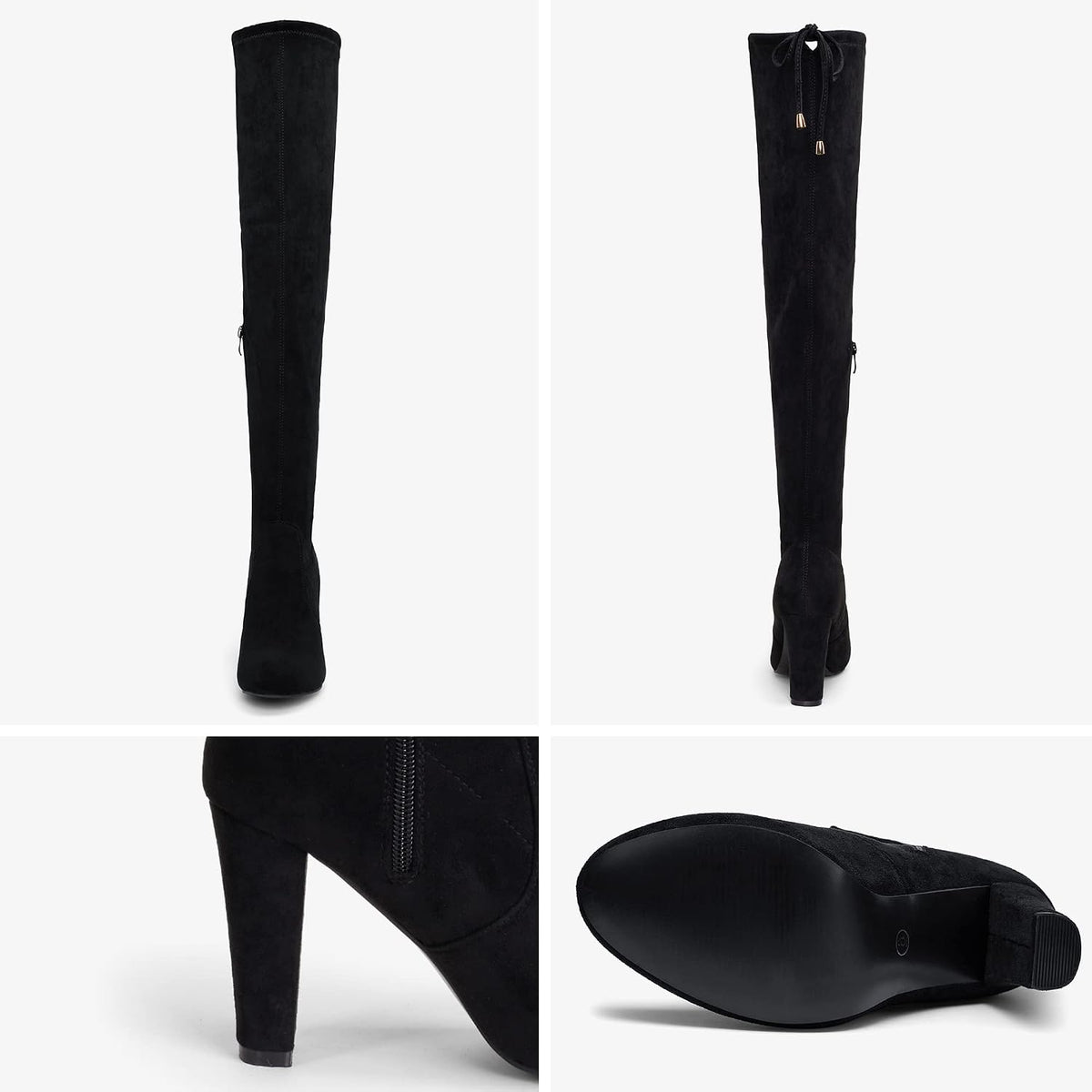 Women's Suede Thigh High Boots with 3.5" Block Heel