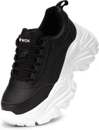 Women's White Platform Chunky Sneakers, Memory Foam Insole