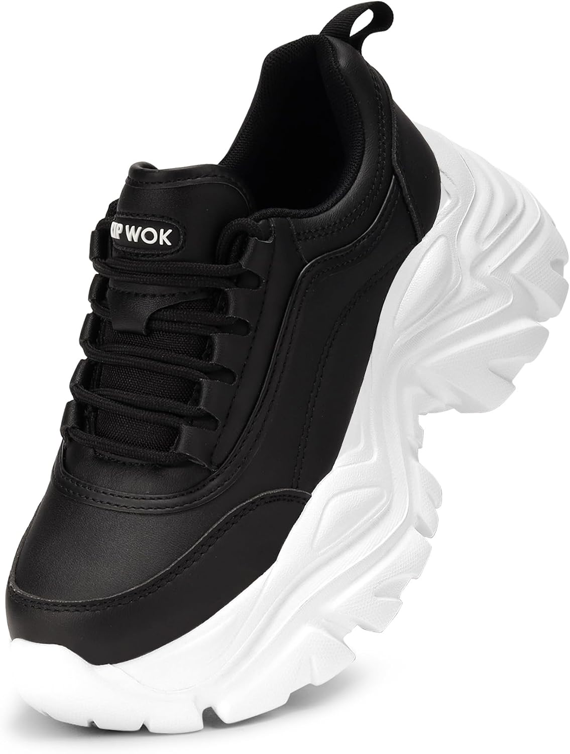 Women's White Platform Chunky Sneakers, Memory Foam Insole