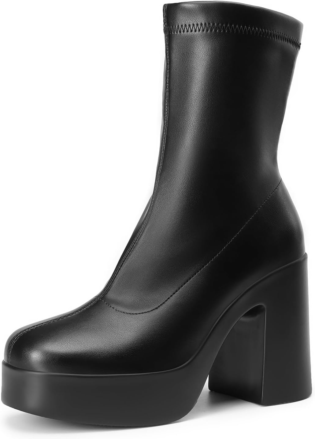 Women's Chunky Platform Gogo Ankle Boots with Side Zip