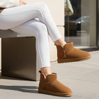 Women's Genuine Suede Ankle Boots with Fleece Lining