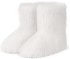 Women's Faux Fur Mid-Calf Snow Boots, Fuzzy Round Toe