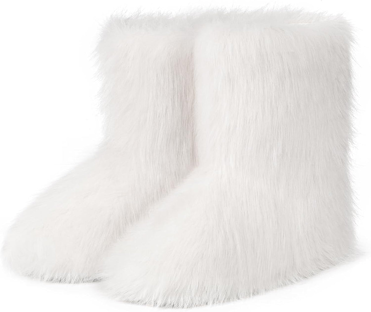 Women's Faux Fur Mid-Calf Snow Boots, Fuzzy Round Toe