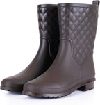 Women's Waterproof Mid-Calf Rain Boots, Quilted & Lightweight