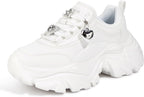 Women's White Platform Chunky Sneakers, Memory Foam Insole