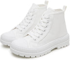 Women's White High Top Platform Canvas Sneakers