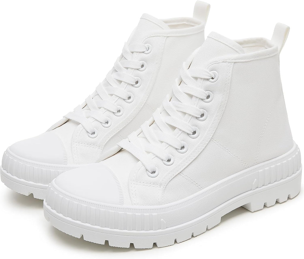 Women's White High Top Platform Canvas Sneakers