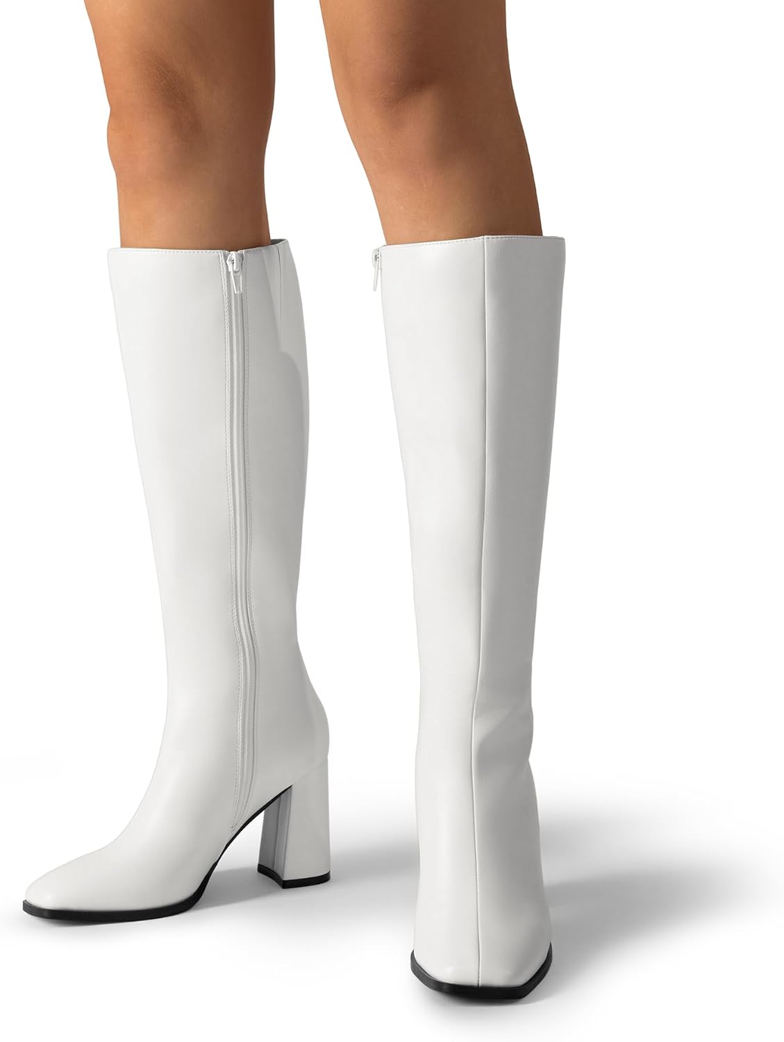 Women's Knee High Square Toe Boots, 3.35" Block Heel