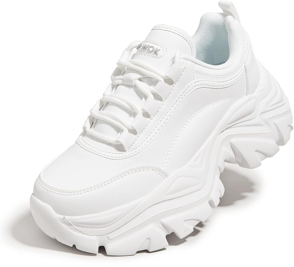 Women's White Platform Chunky Sneakers, Memory Foam Insole