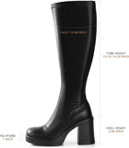 Women's Knee High Gogo Boots with Chunky Platform Heel