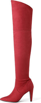 Women's Stretch Over the Knee Boots, 3.7" Heel, Pointed Toe