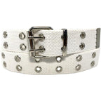 Double Grommet Canvas Punk Web Eyelet Belt – Unisex 1.5"