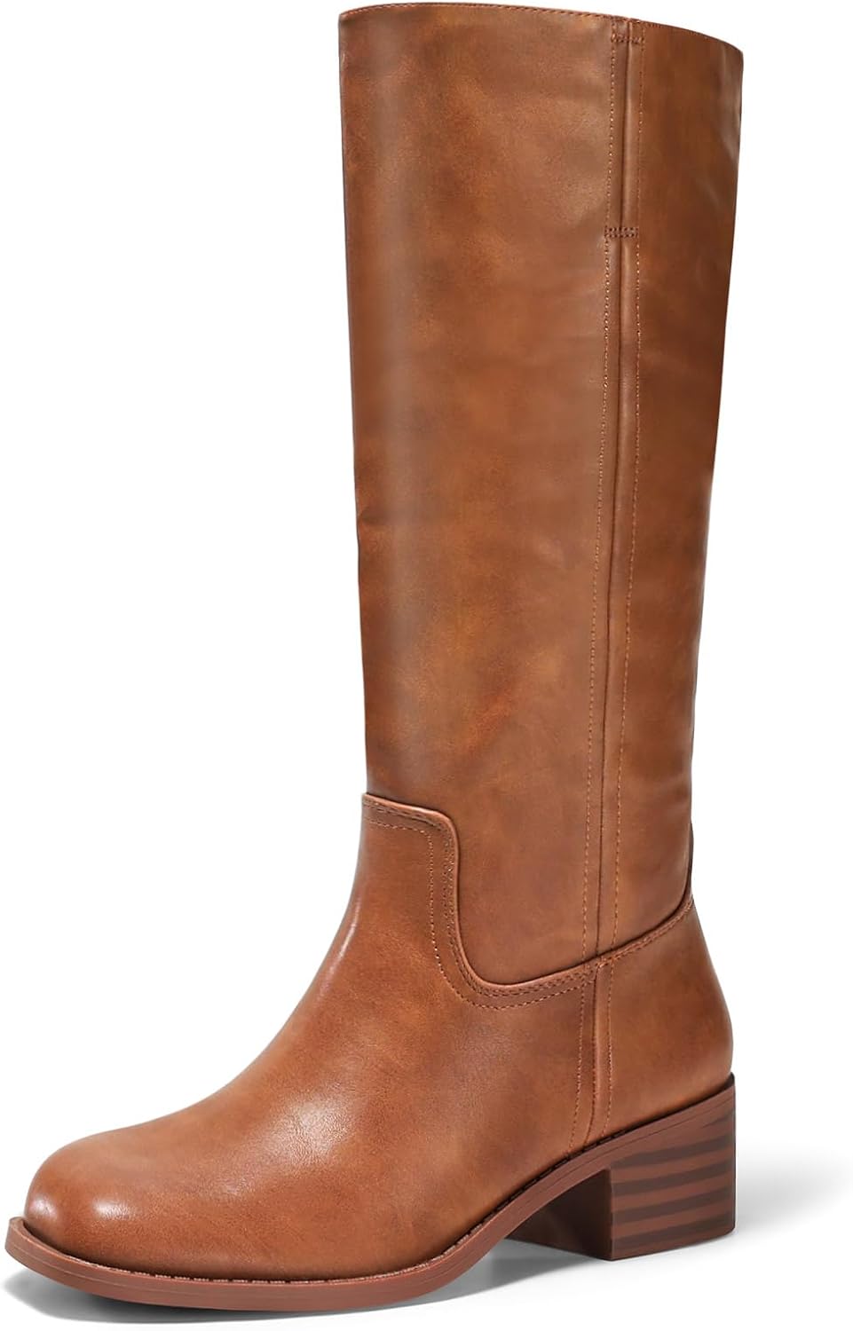 Women's Knee High Boots with Chunky Block Heel, Square Toe