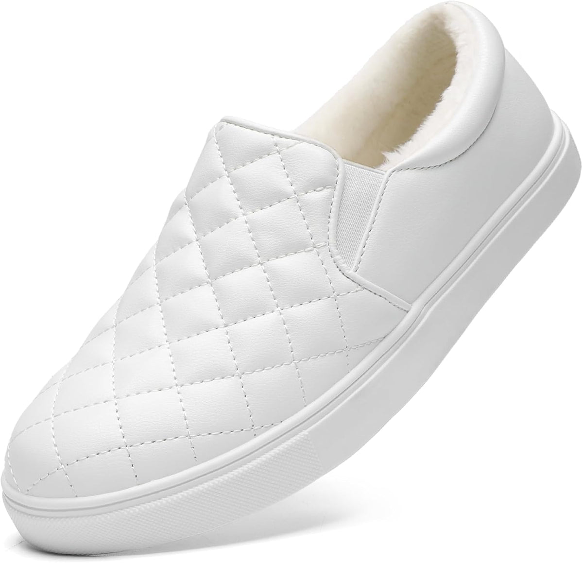 Women's Quilted Slip-On Sneakers in Vegan Faux Leather