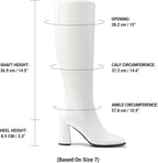 Women's Knee High Square Toe Boots, 3.35" Block Heel