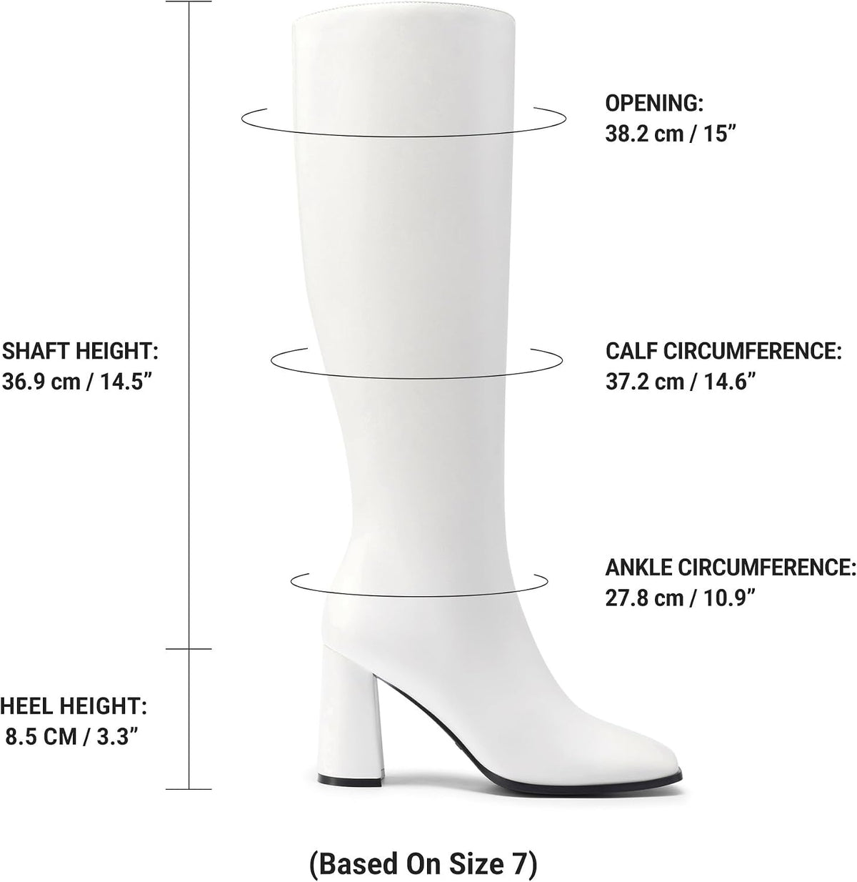 Women's Knee High Square Toe Boots, 3.35" Block Heel