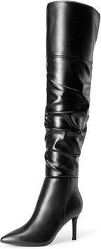 Women's Over-the-Knee Stiletto Boots with Inner Zip, 3" Heel
