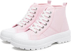 Women's White High Top Platform Canvas Sneakers