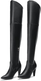 Women's Stretch Over the Knee Boots, 3.7" Heel, Pointed Toe