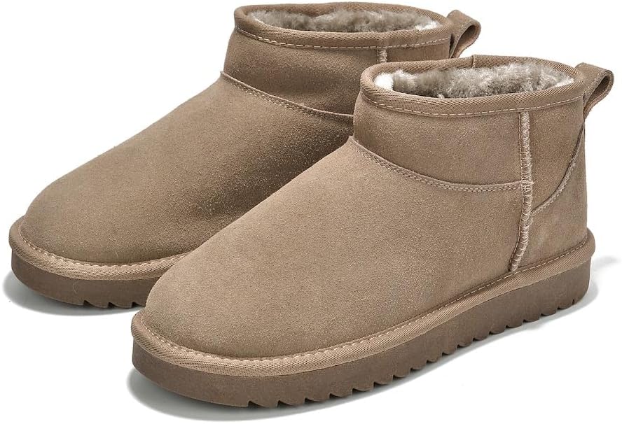 Women's Genuine Leather Ankle Boots with Faux Fur Lining