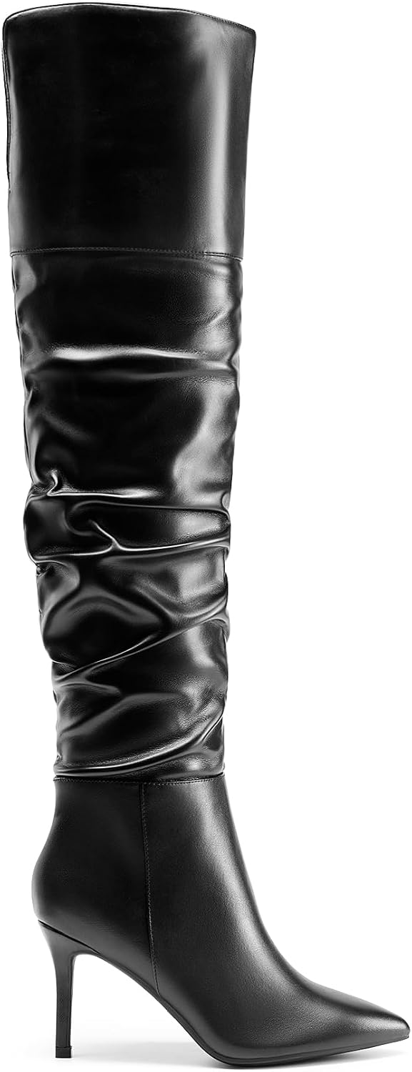 Women's Over-the-Knee Stiletto Boots with Inner Zip, 3" Heel