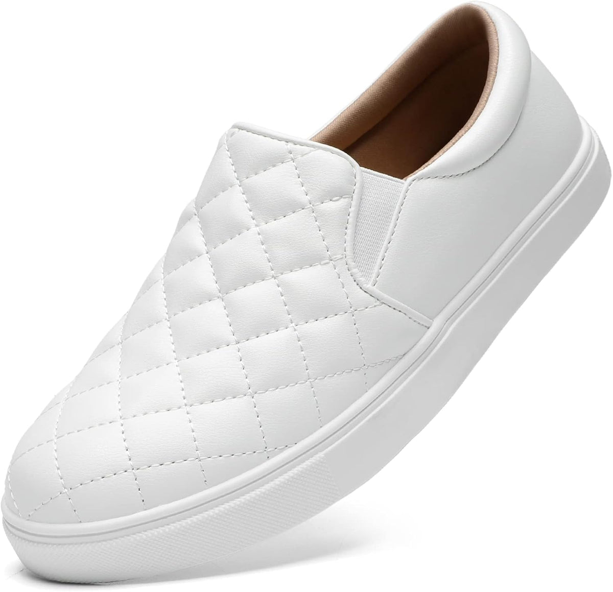 Women's Quilted Slip-On Sneakers in Vegan Faux Leather