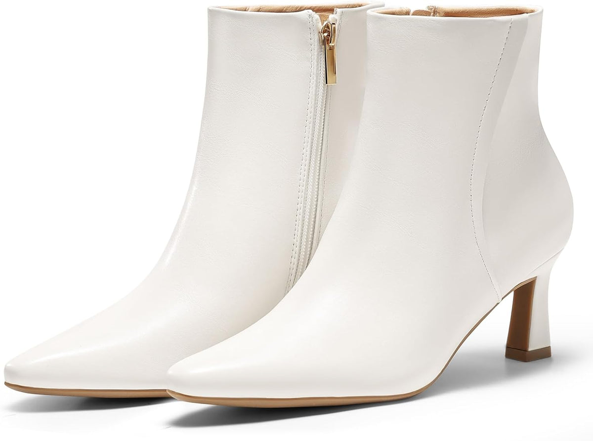 Women's Pointed-Toe Kitten Heel Ankle Boots, Side Zip